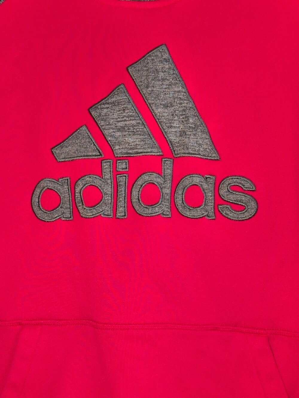adidas Girls Red Hoodie with Gray Logo , Sleeves And Hoodie - Picture 2 of 13